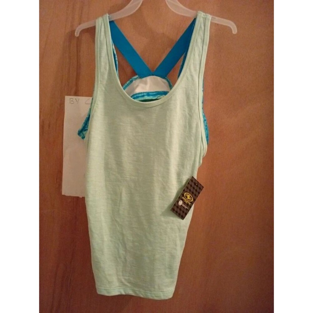 Girls size XL 14/16 blue tank top w/ attached sports bra & shorts